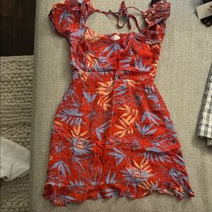 Red and Blue Floral Dress